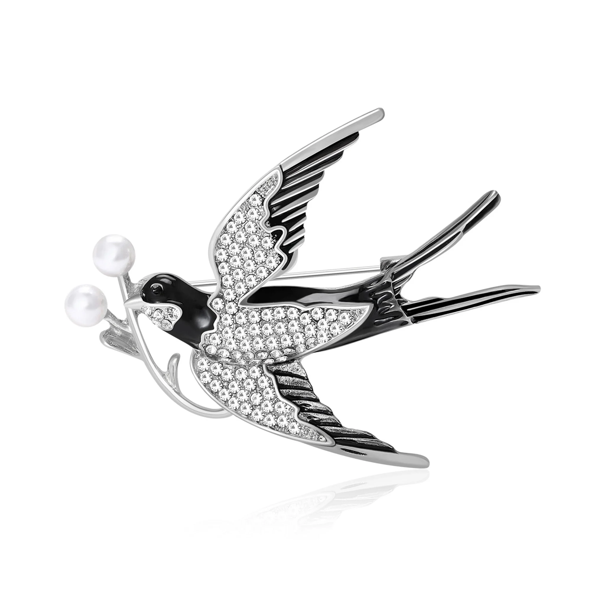 Emaille vredesduif draagt tak broche strass dier mode-sieraden accessoire cadeau