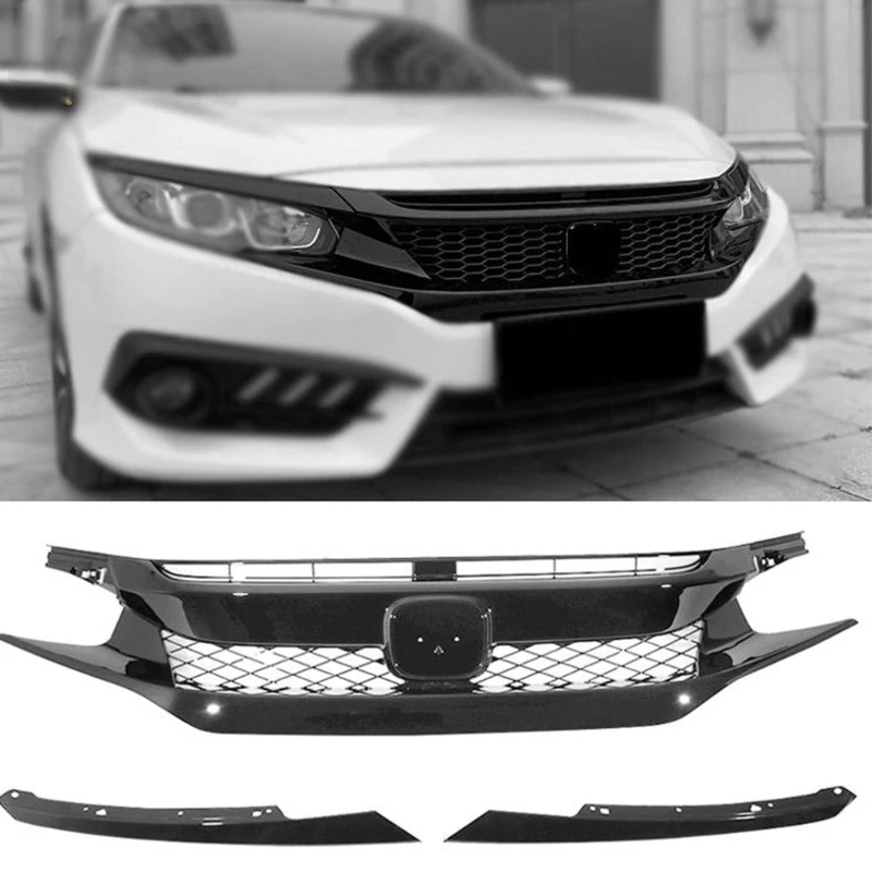 

Racing Grills For 2016-2021 Honda Civic Typer Front Air Intake Grids Front Bumper Lower Grill Grille Restoration Parts