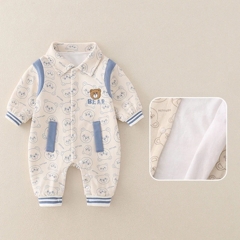 UNITIM طفل الفتيات السروال القصير الخريف الشتاء الدب المطبوعة الوليد الصبي داخلية رفض طوق الاطفال طفل الفتيان حللا وزرة #4