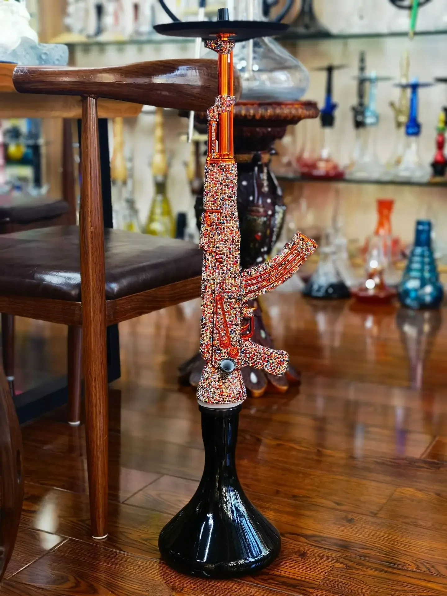 Diamond AK47 Arab hookah, multi-color electroplating and drilling process, resin hookah