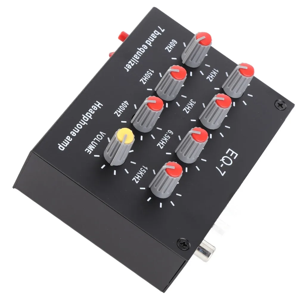 3.5mm EQ-7 Audio Signal Headset Amplifier 12dB High Bass Adjustment Dual Channel 7 Band Equalizer Sound Equalizer