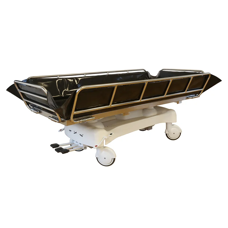 Shower beds, tiltable Vichy bath beds with removable wheels, for patient care and rehabilitation