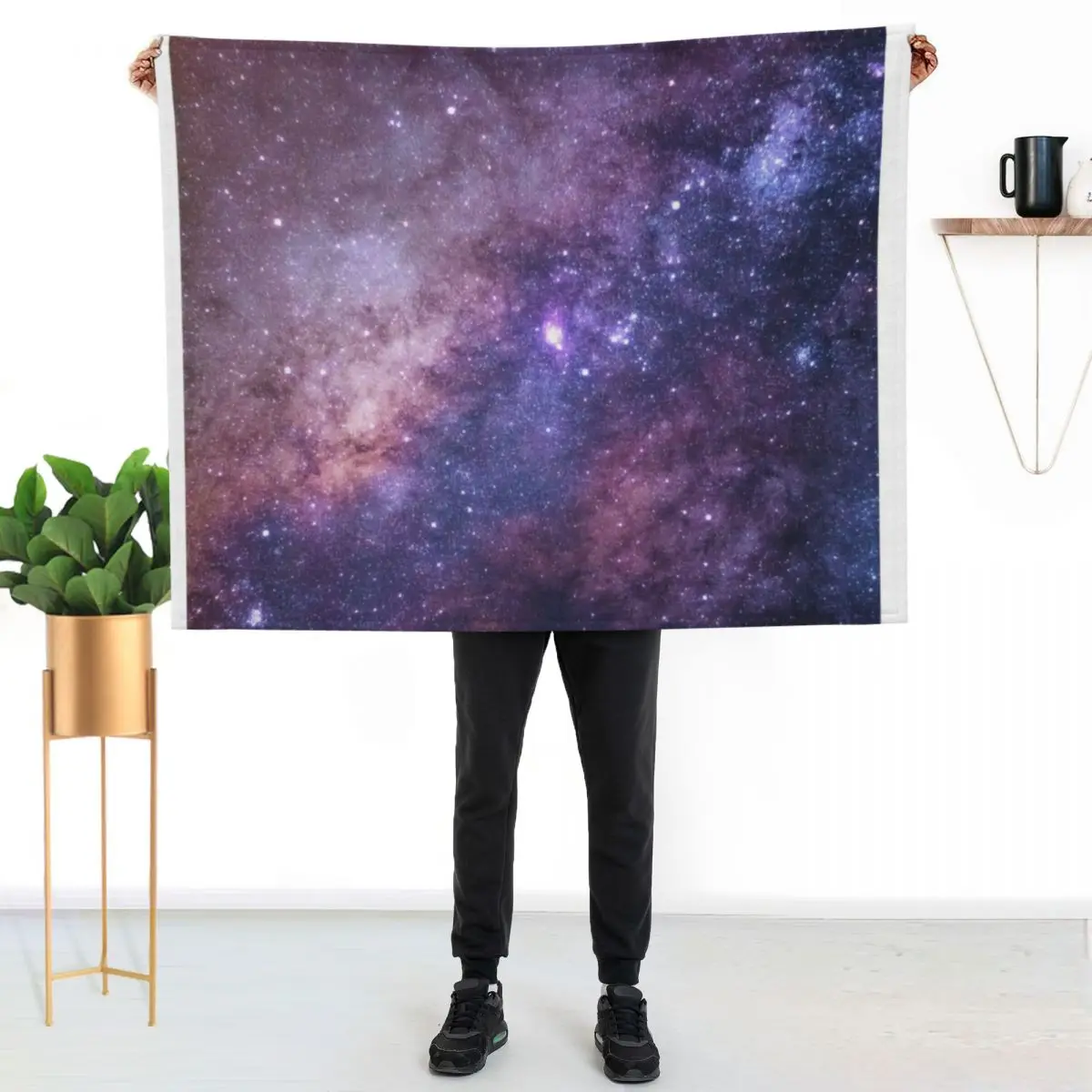 

Galaxy Print Throw Blanket Warm Accent Blanket for Living Room Decoration