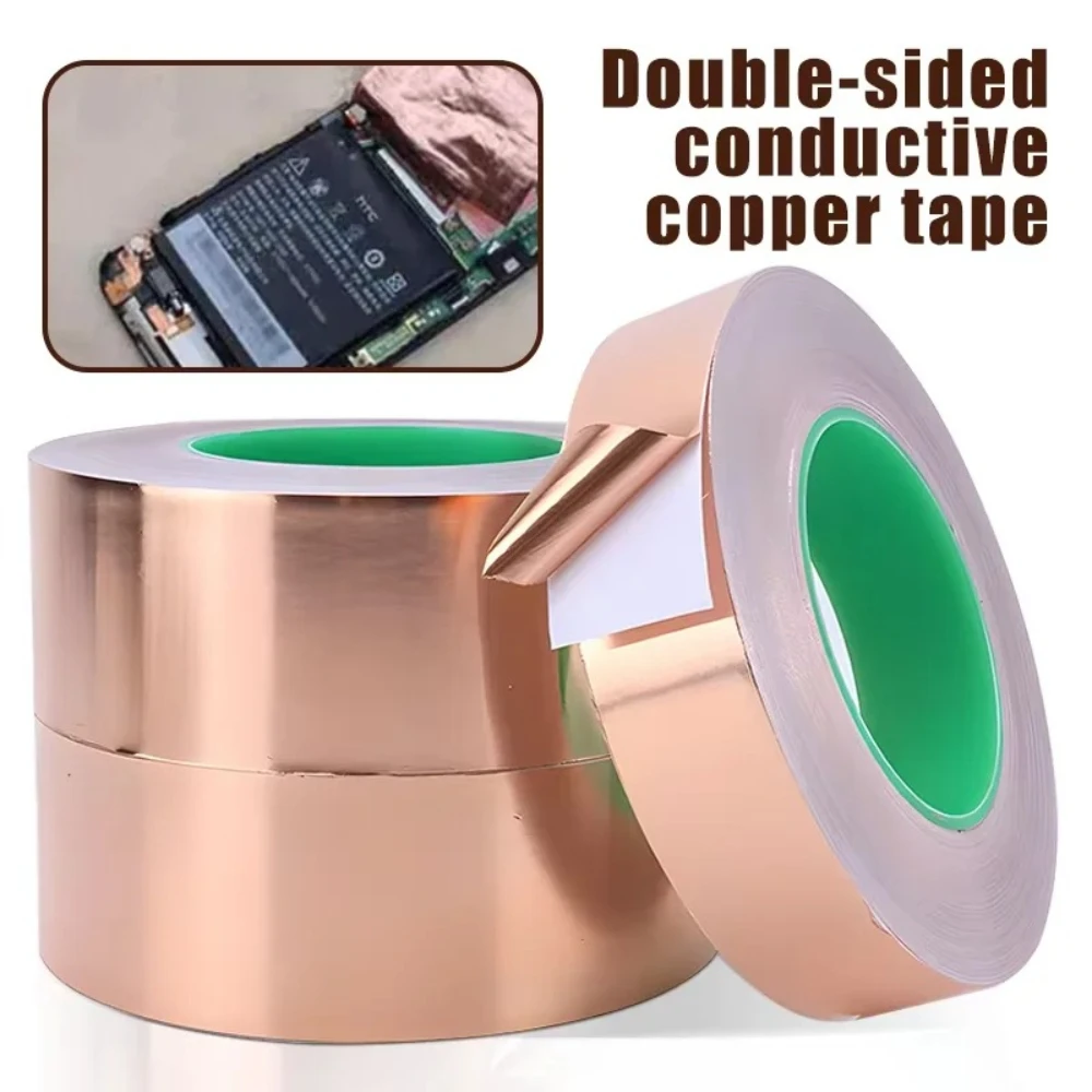 3 Rolls Doubel Side Conductive Copper Foil Tape Adhesive for EMI Shielding Crafts Electrical Repairs Grounding Circuit