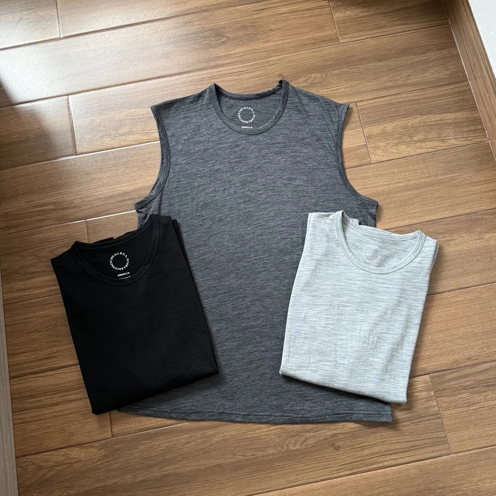 

Yamaichi Outdoor Wool Vest Lightweight Breathable Sleeveless Climbing Mountain Shirt Men's Inner Wear round Neck Simple Style
