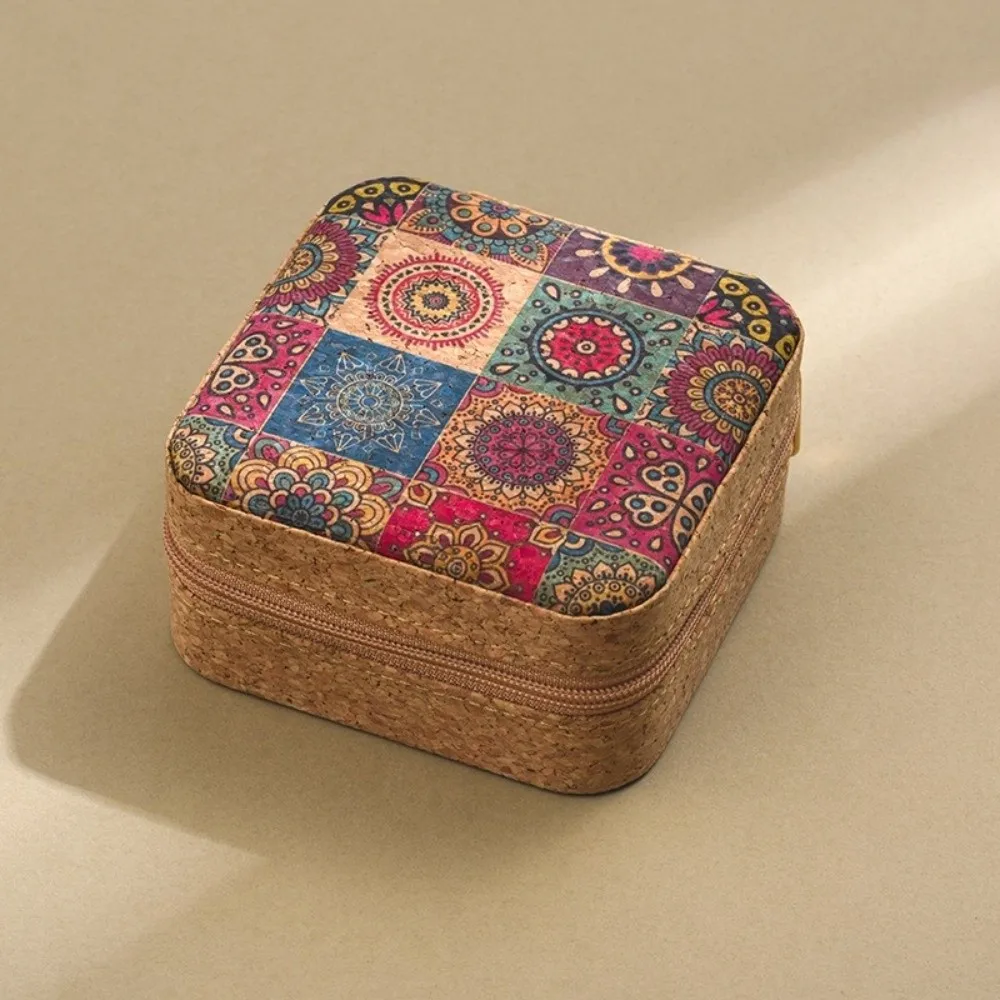 Advanced Travel Jewelry Box Portable Printed Portable Necklaces Storage Box Multi-Layer Compact Retro Rings Case Gift Giving