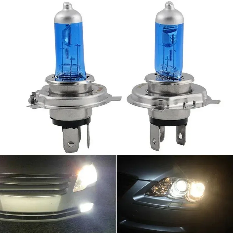 

2Pcs H4 HB2 9003 Car Headlight White12V 55W 6000K Bright Light Halogen Headlight Bulb Quartz Glass Tube