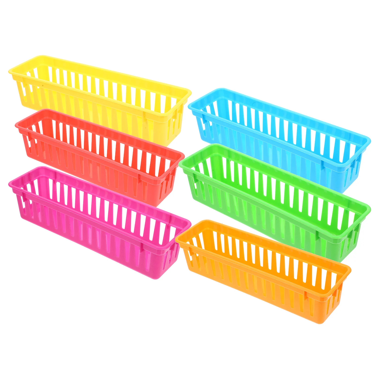 

6 Pcs Plastic Desk Pencil Holder Stationery Basket Colorful Classroom Supplies Storage Holders Baskets for Dispenser Container