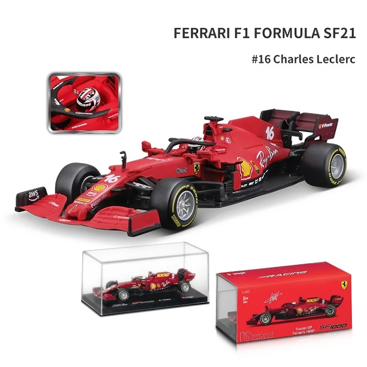 Bburago 1:43 F1 2021 SF21 No.55 Carlos Sainz /No.16 Charles Leclerc Helmet ver Model Car