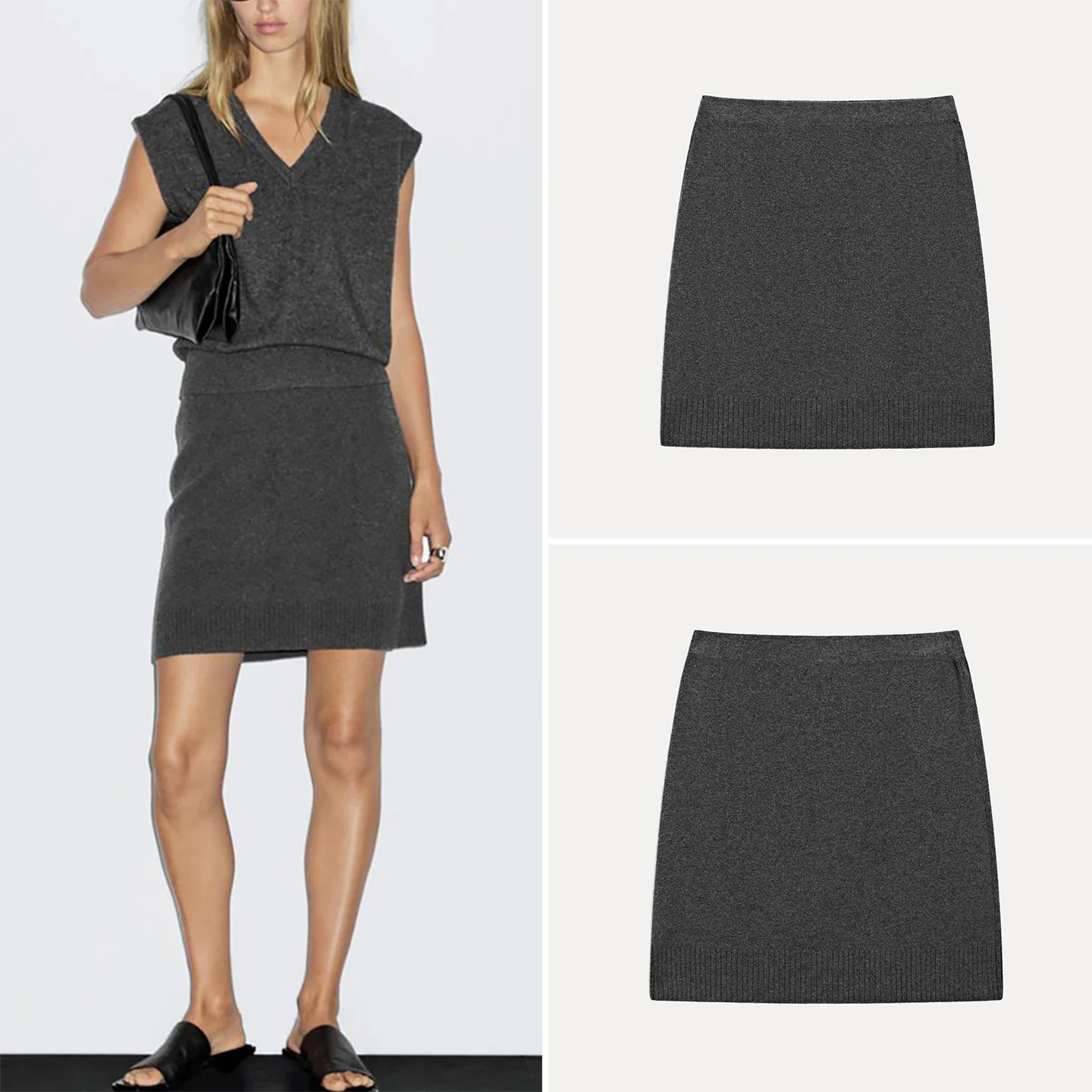 

Модная шерстяная юбка трапециевидной формы для женщин, осень 2024, универсальная женская юбка-комбинация со средней талией, повседневная одежда со стойкой