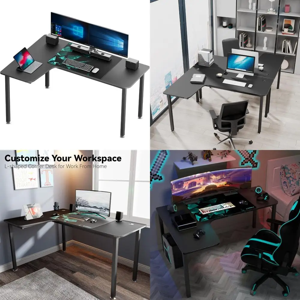 

60 Inch Corner Gaming Desk for Home Office, Large L-Shaped Computer Desk, Ideal for Study and Gaming
