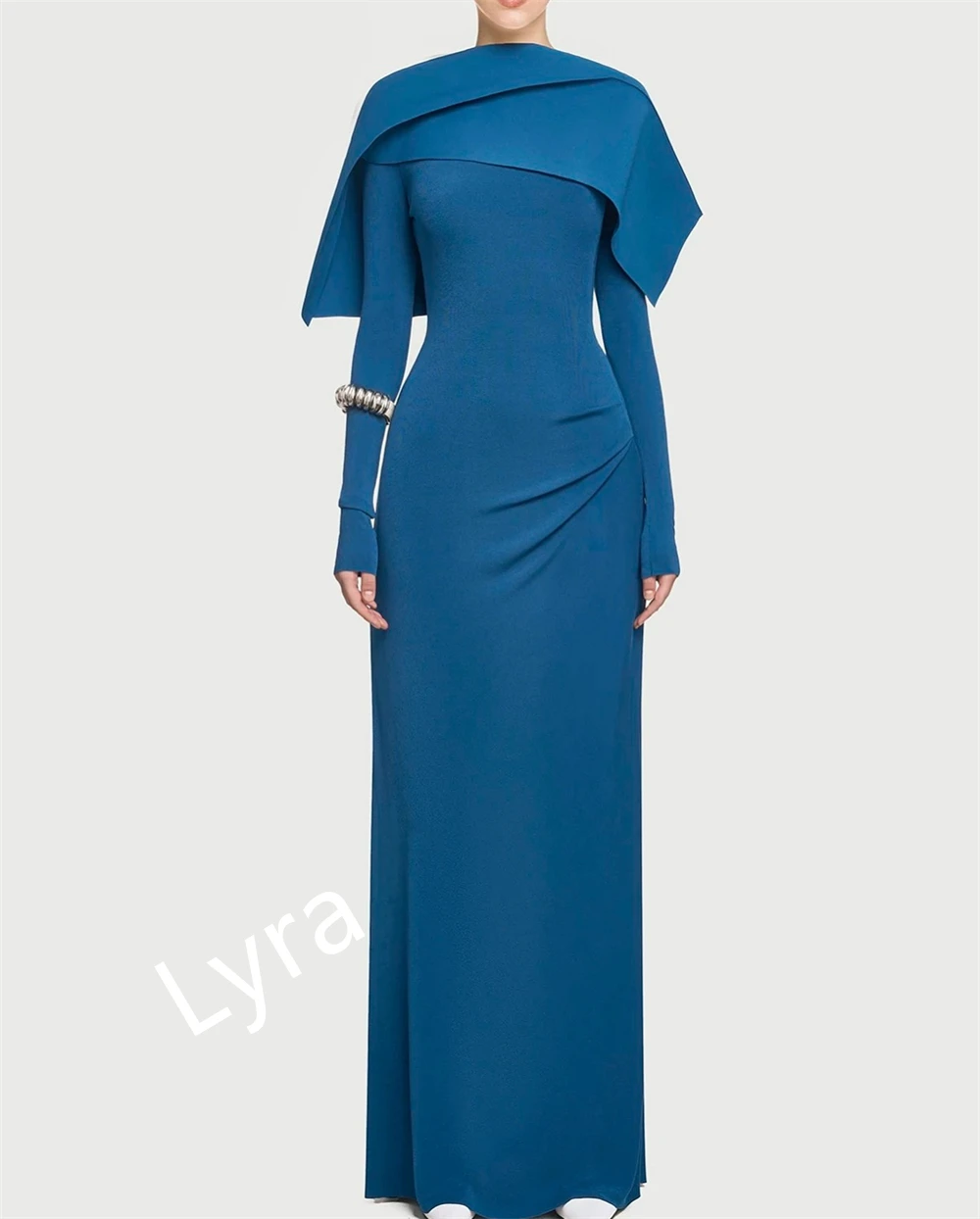 Customized Elegant Jersey Saudi Arabia Party Dresses for Women Formal Celebrity Gowns Simple Long Sleeves Special Occasion Dress