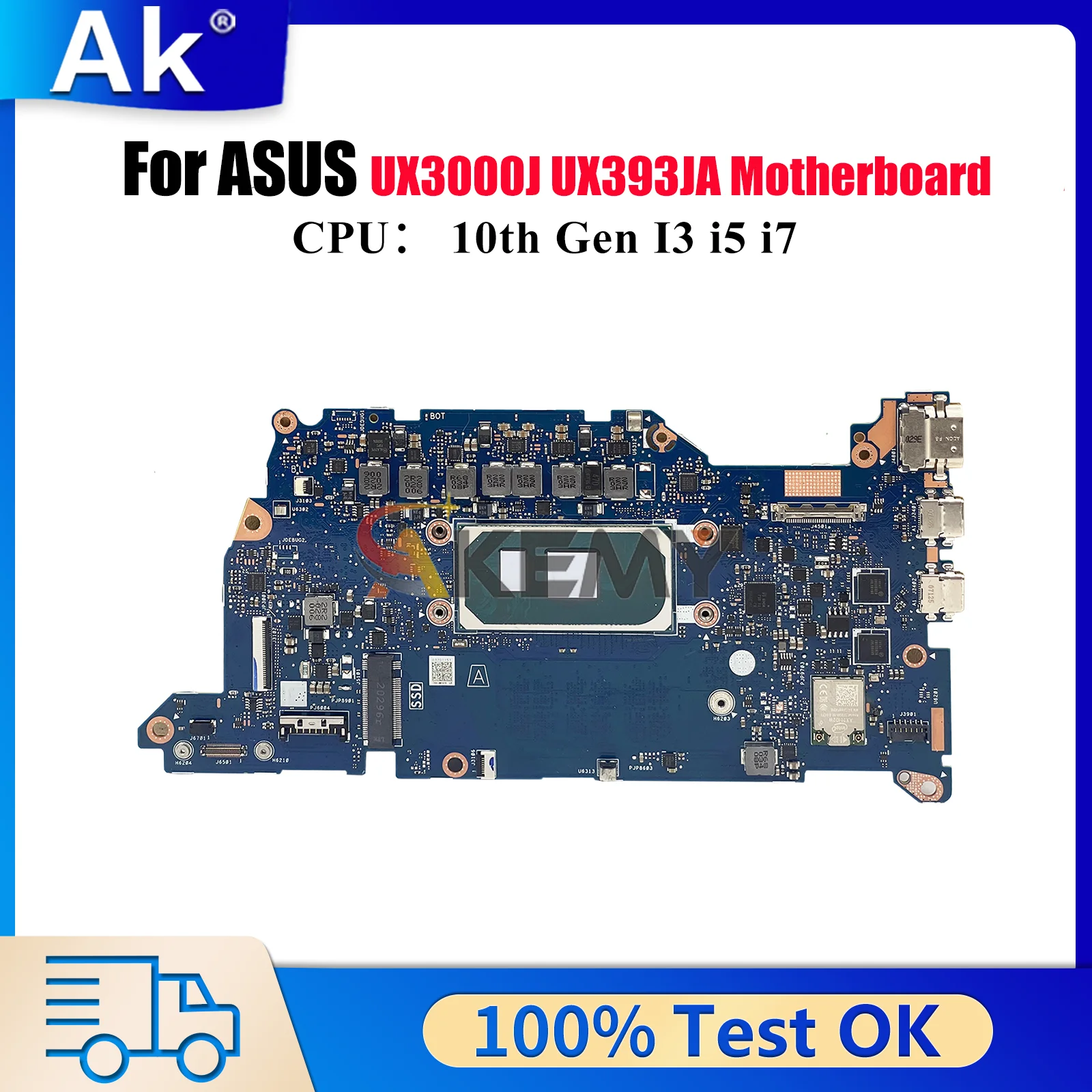 

UX393JA Материнская плата для ноутбука ASUS ZenBook UX3000J UX393JA UX393J Материнская плата для ноутбука с 10-го поколения I3 i5 i7 100% тестирование OK stk