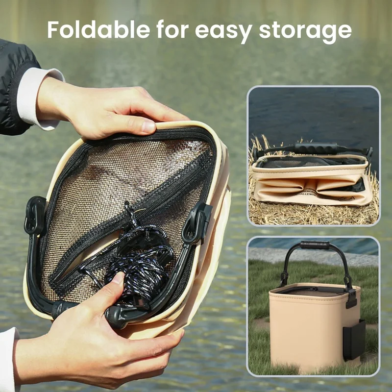 8L/14L Fishing Bucket Folding Fish Bait Bucket EVA Water Tank Fishing Tackle Live Fish Box Portable Water Bag For Camp Fishing