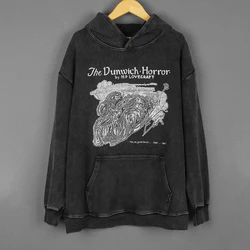 The Dunwich Horror Hoodie Cthulhu H. P. Lovecraft Men Loose Washed Style Cotton Loose Long Sleeves Casual Hooded Clothes