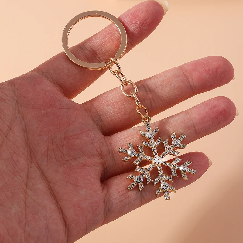 Mode Kristall Weihnachten Schneeflocke Schlüsselbund für Auto Schlüssel Festival Geschenke für Frauen Männer Handtasche Anhänger Schlüsselanhänger DIY Zubehör – Detail 2