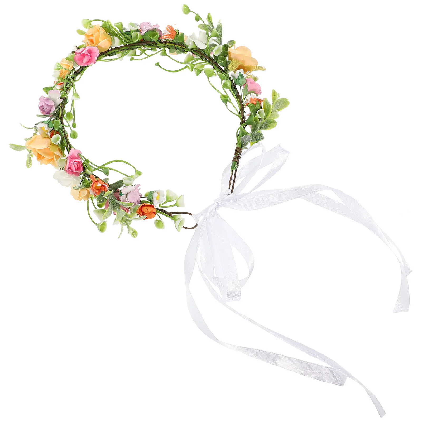 

Цветочный венок Цветочная повязка для волос Яркий цвет Свадебная вечеринка Свадебная повязка на голову Аксессуары для волос для женщин и девочек Цветочные повязки на голову