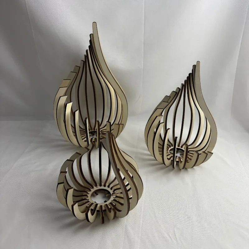DIY Wooden Tealight Candle Holder Handmade Art Decorative Ornament Light Stand for Home Room Desktop Decoration