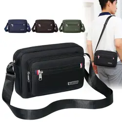 Men Crossbody Bags Male Nylon Shoulder Bags 4 Zippers Boy Messenger Bags Man Handbags for Travel Casual Large Satchel