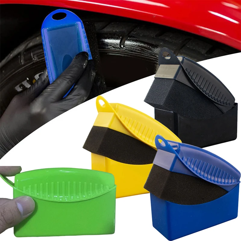 Car Wheel Polishing Waxing Sponge Brush with Cover ABS Washing Cleaning Tire Contour Dressing Applicator Car Wash Accessories