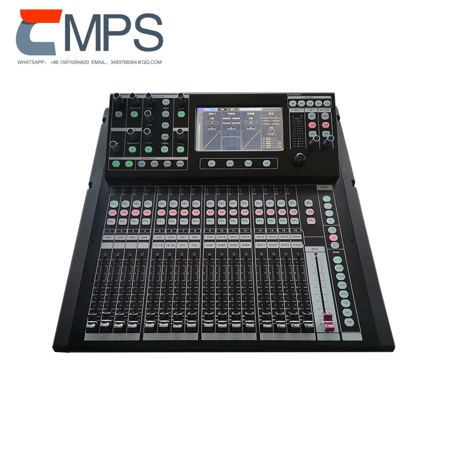 Professional Digital Audio Mixer with Built-in Sound Card Large Display for DJ Live Streaming And Performance Recording
