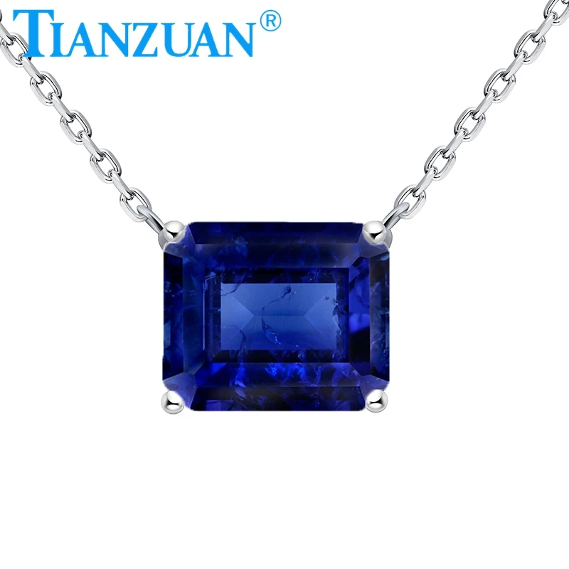 

Модный кулон с рубином 10x12 мм, изумрудная огранка, выращенный в лаборатории рубин цвета «голубиная кровь», сапфировое украшение для женщин, ожерелье, подарок, цепочка 45 см