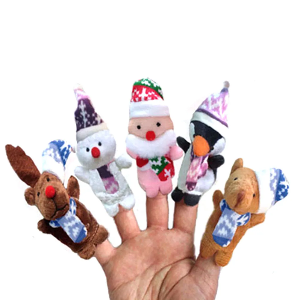 10Pcs Finger Puppets Christmas Holiday Hand Puppets for Kids Story Time Play Kindergarten Toddlers School Favor