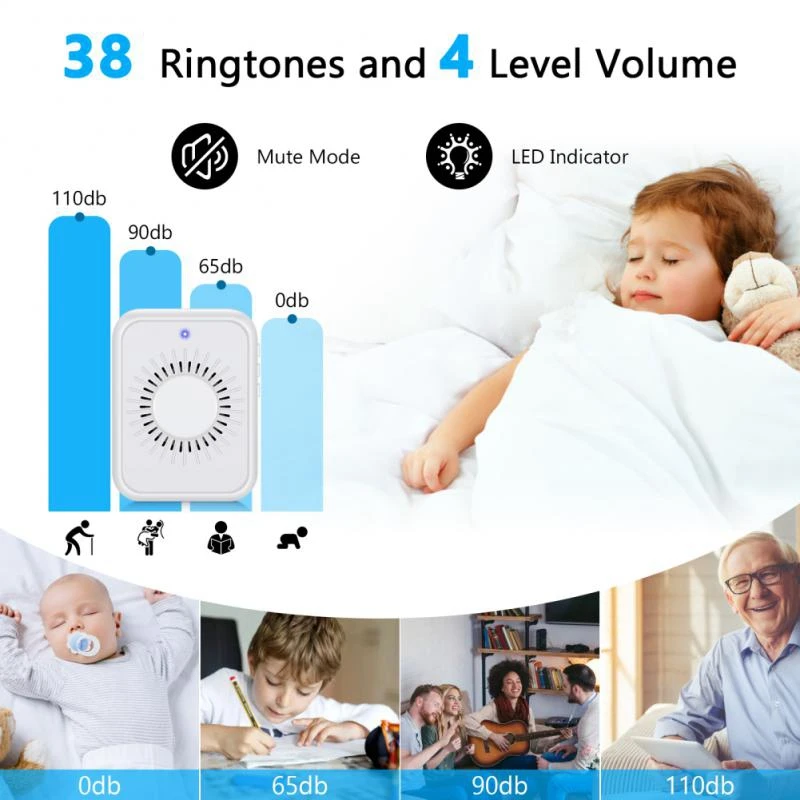 Timbre inteligente con intercomunicador de voz para seguridad del hogar, timbre con visión nocturna VGA, cámara IP, Wifi, alarma inteligente