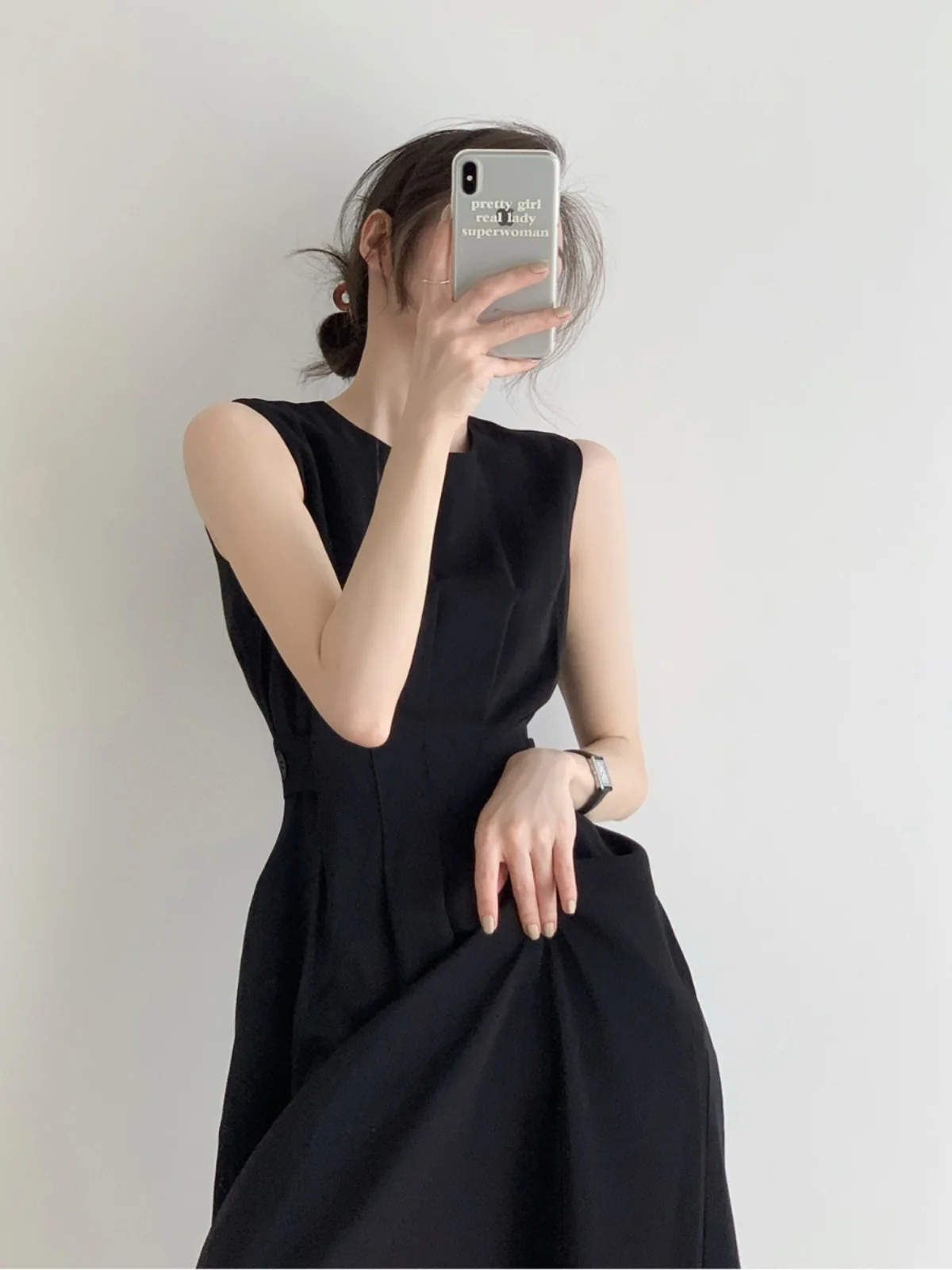 Bla A-Line Dr المرأة الصيف Svel الخصر مقطعة استراحة الشاي طويلة Dr عالية الخصر جولة Ne Vintage Sle Dr