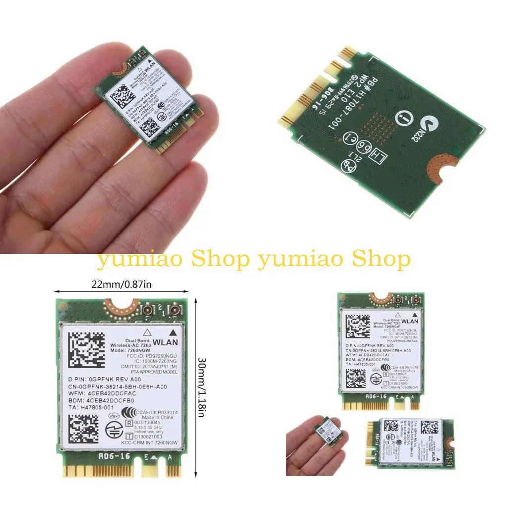 

587B 7260NGW NGFF for M.2 Wireless Card 802.11ABGN/AC WiFi + Bluetooth-compatible