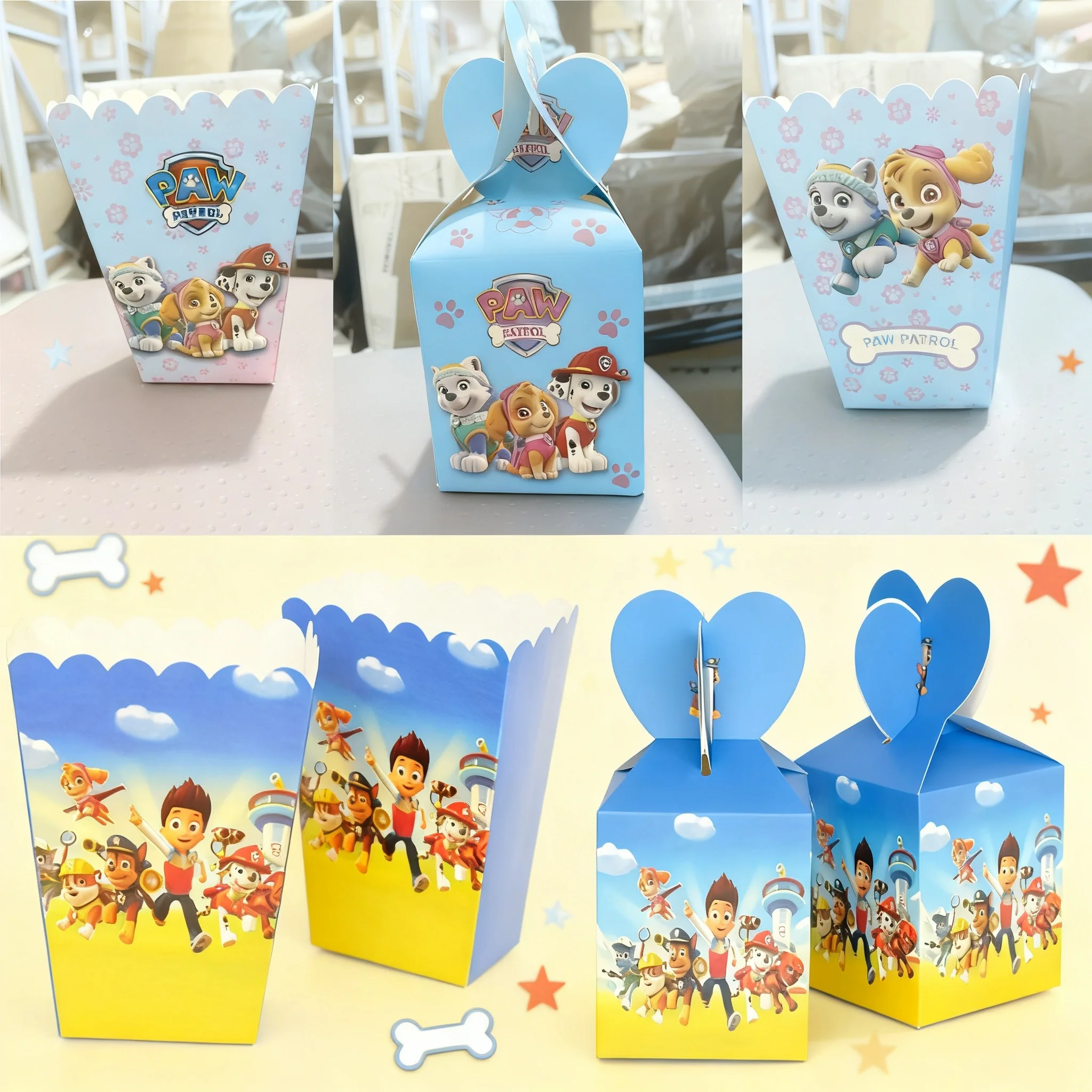 Skye Paw Patrol Popcorn Box Birthday Party Decor Dog Gift Box Cookies Candy Chocolate Box Kids Baby Shower Party Supplies Gifts
