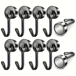 10pcs black Magnetic Hooks Cruis Heavy Duty Neodymium Rare Earth Magnetic Hangers, Extra Strong Magnets with Hook for Hanging,