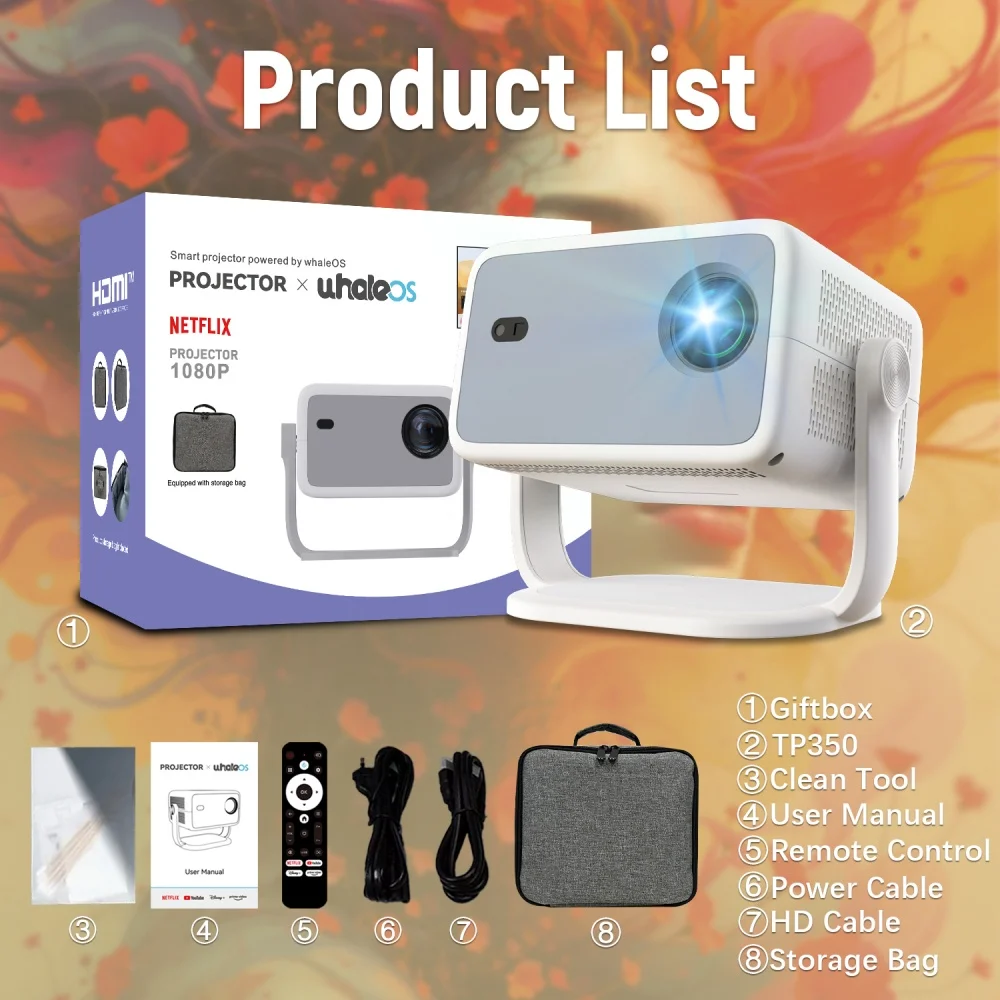 جهاز عرض Velec TP350 650 ANSI 4K HD 1080P أندرويد 13 تركيز تلقائي Wifi6 BT5.2 محمول فيديو خارجي مسرح منزلي ذكي Proyector #4