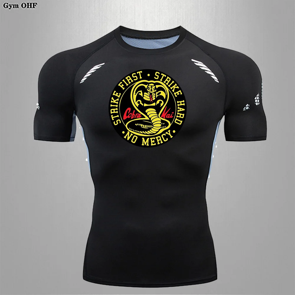 Men's Compression T shirt Gym Fitness Jogging Shirt Sports High Stretch Training Clothes Breathable Men Tight Fitting T shirts