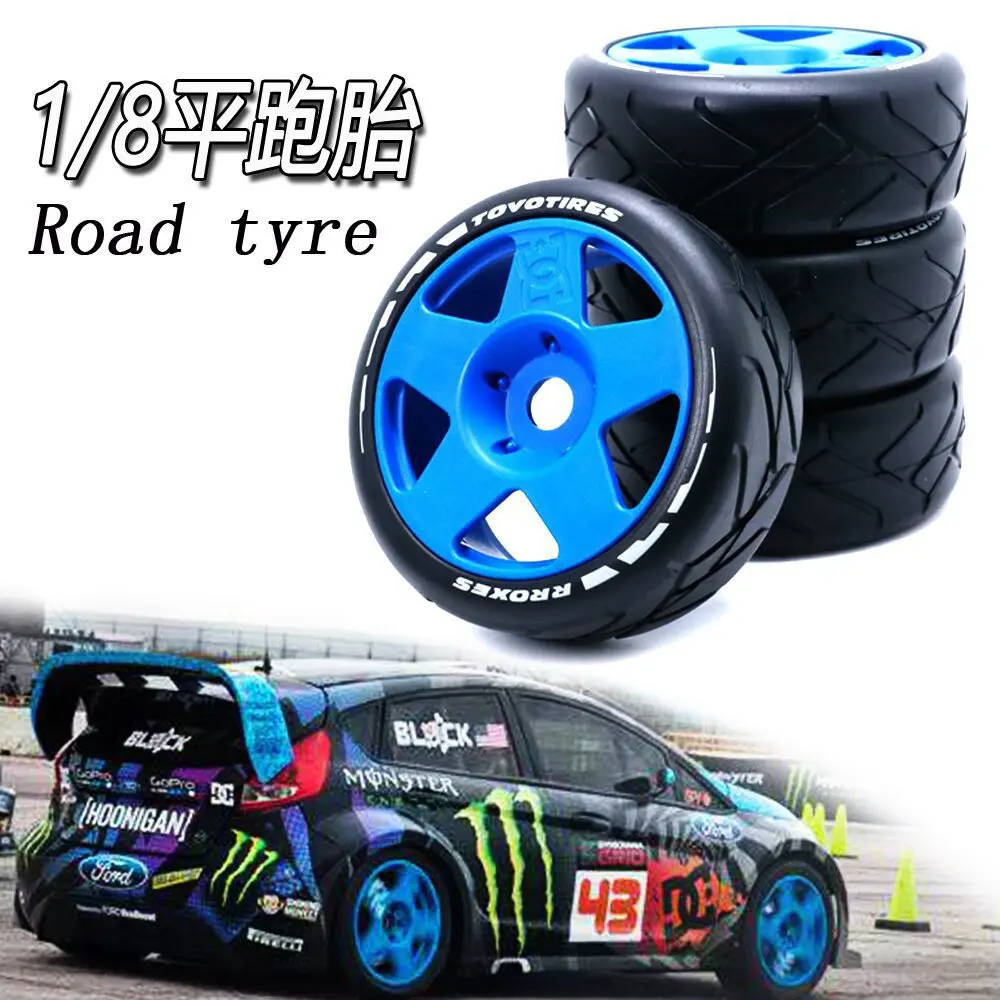 17mm Hex W50 RC Tires & Wheels - For 1/8 On-Road Rally Touring Car Thunder/Titan/ZD Racing/Hongnor