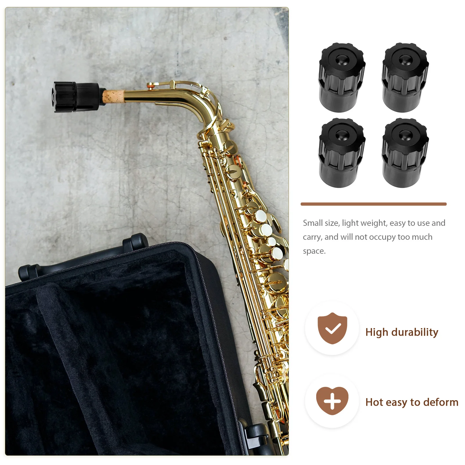 

4pcs Plastic Saxophone End Plug Replacement Alto Sax Plug Durable Small Lightweight Easy Install Professional Protection Cap