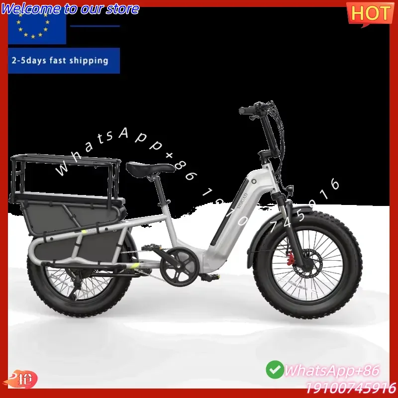 2026Hot Electric Long Tail Cargo Bike for Urban & Family Use, 2-3 Kids & Pet Seats, Large Capacity Electric Cargo Bike