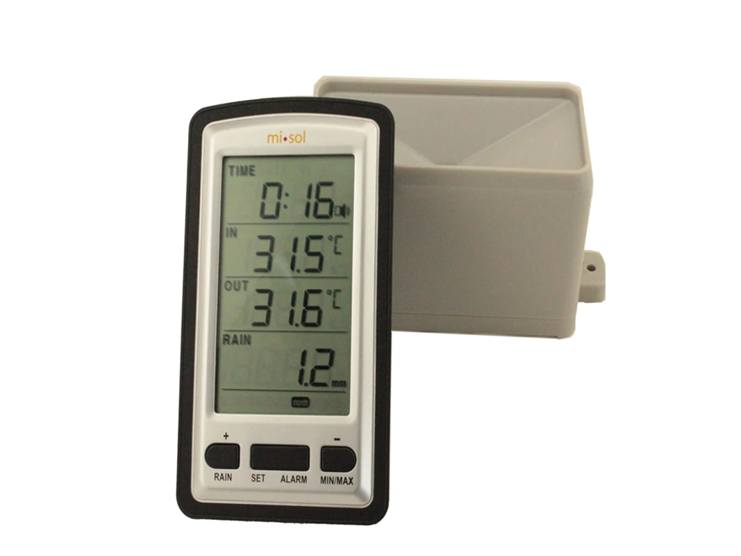 misol wireless rain meter rain gauge/ thermometer, Weather Station for indoor/outdoor temperature, temperature recorder