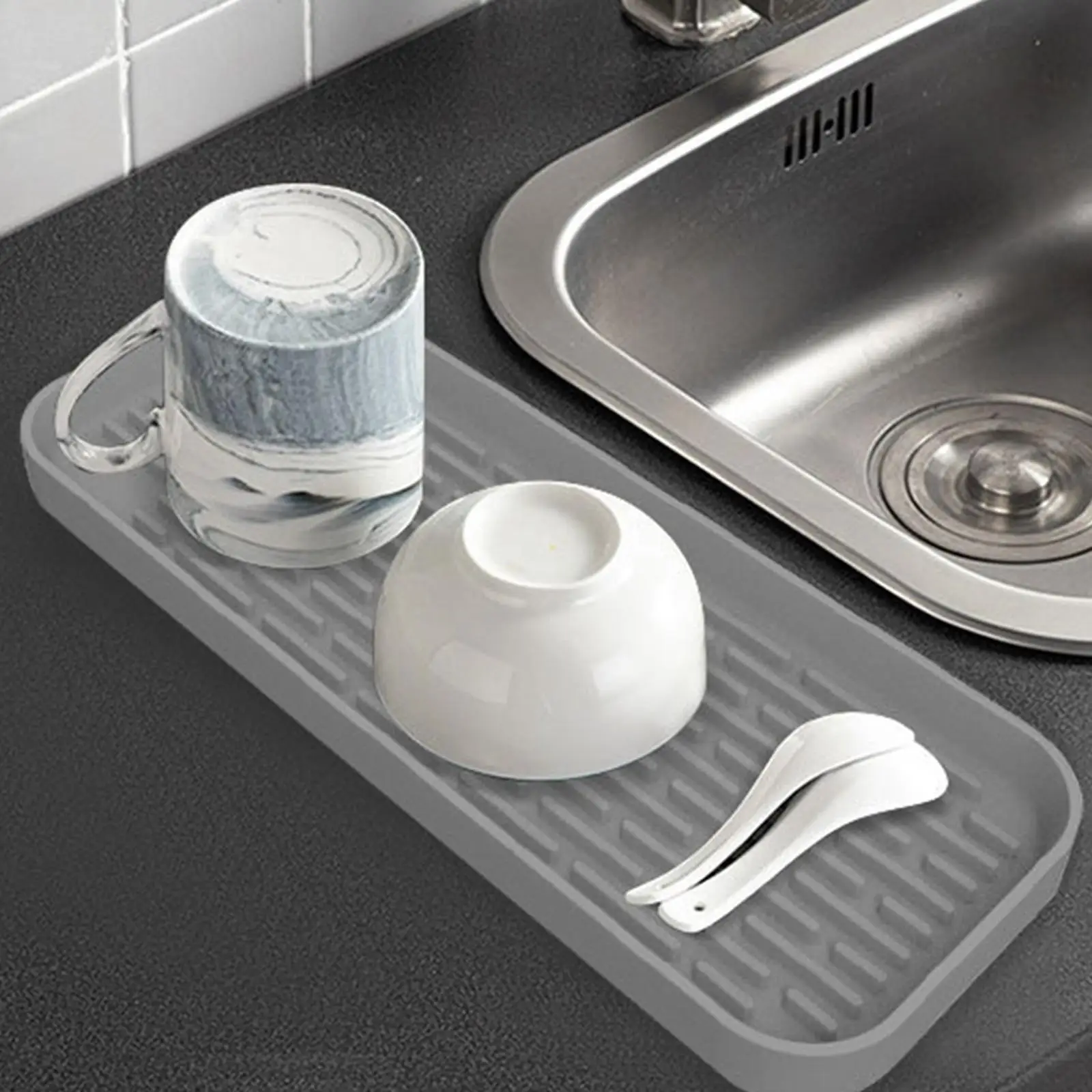 Silicone Tray Kitchen Storage Tray Sink Drainer pad Mats Heat Resistant Organizer Mat Drip Tray