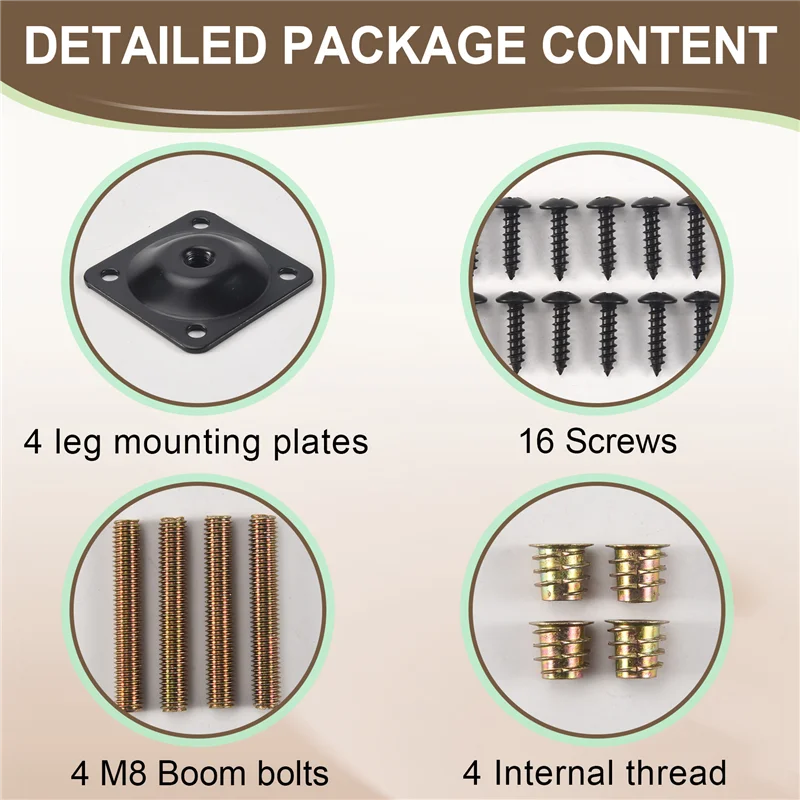 ABUP-4 قطعة/المجموعة الأثاث الساق تصاعد لوحات أريكة الساق مرفق لوحات M8 شماعات البراغي مسامير محولات لوحات معدنية قوس عدة
