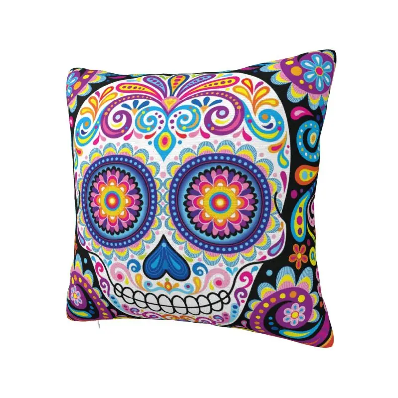 Modern Mexican Sugar Skull Art Cushion Cover Soft Day of the Dead Gothic Throw Pillow Case Bedroom Decoration