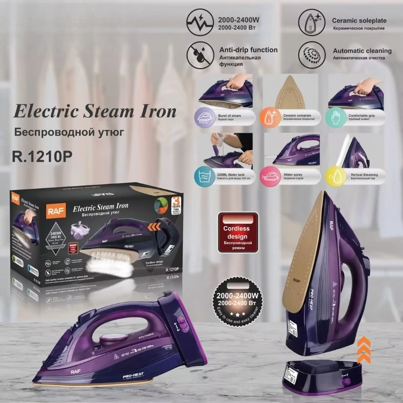 220V 2400W Handheld Electric Irons Cordless Steam Iron for Clothes, Adjustable Temperature,Titanium Infused Ceramic Soleplate