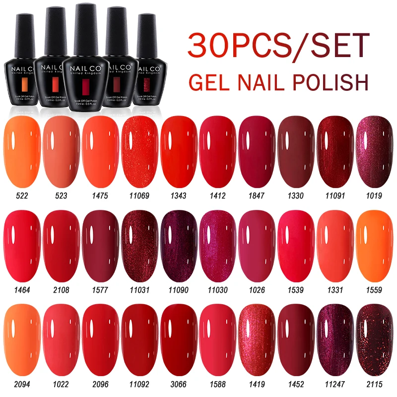 NAILCO 30 teile/satz Gel Nagellack 15 ml Nägel Kunst Lack LED Gellak Soak Off UV Gel Lack Rosa Farbe glitter Nagel Gel Polnisch