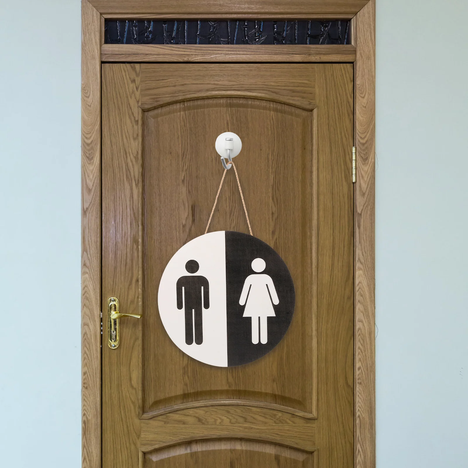 

Wooden Bathroom Sign Hanging Decoration Plaque For Toilet Door Wall Washroom Direction Marker Restroom Signs For Business Party