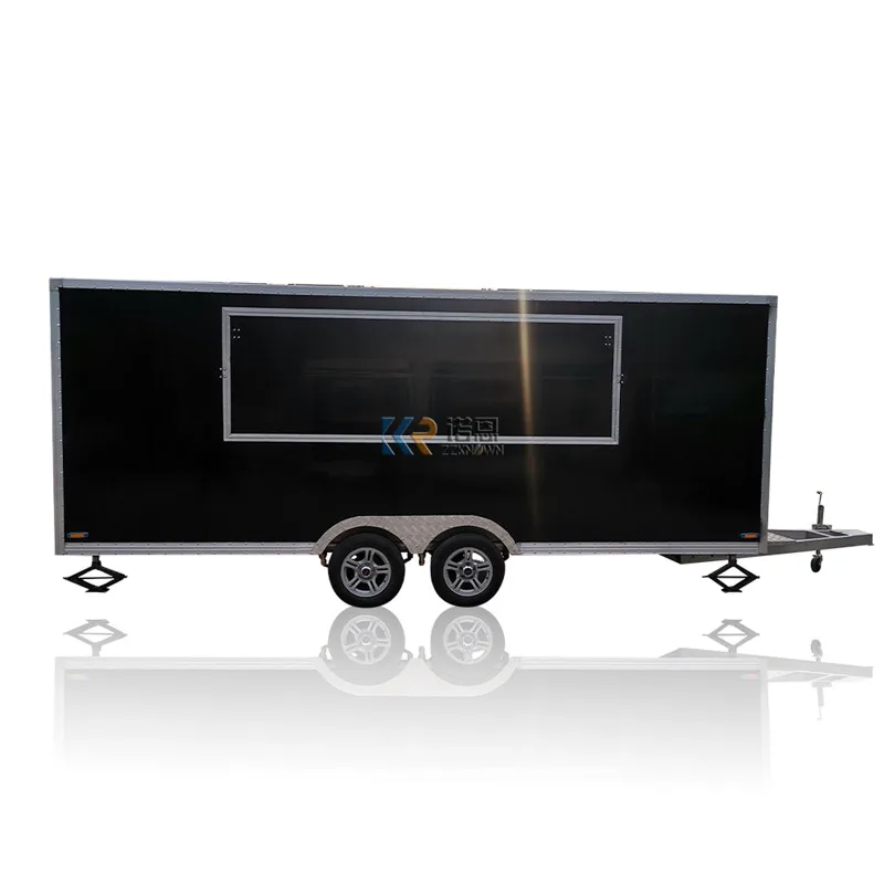 Square Shape Street Big Wheel Mobile Fast Food Kiosk Cart BBQ Catering Trailer Trucks for Sale