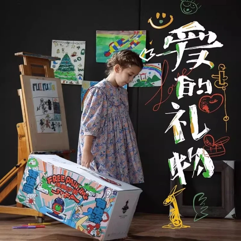 

Children Painting Gift Box Graffiti Sofa Send Boy Girl Birthday Gift Practical Primary School Student Graffiti Gift with Markers