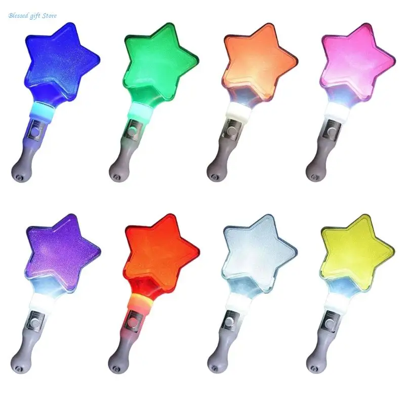 Pack of 5 Colorful LED Glow Sticks Flashing Sticks Heart Star Shaped Light up Wands for Party Led Glow Rod Night Club