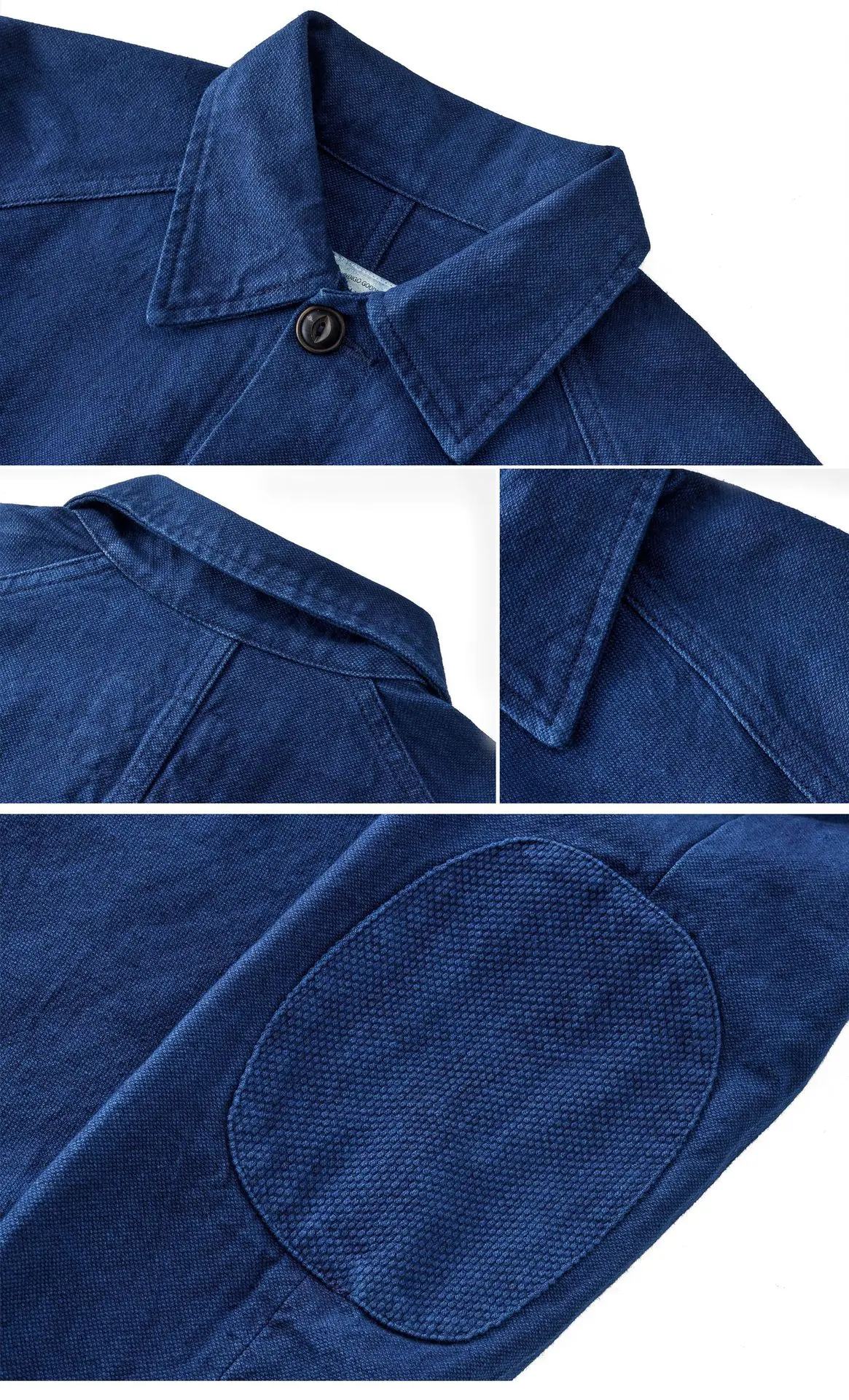 Jaqueta de camisa de linho pesado tingido botânico índigo 380gsm – outono inverno japonês vintage estilo de roupa de trabalho ajuste relaxado