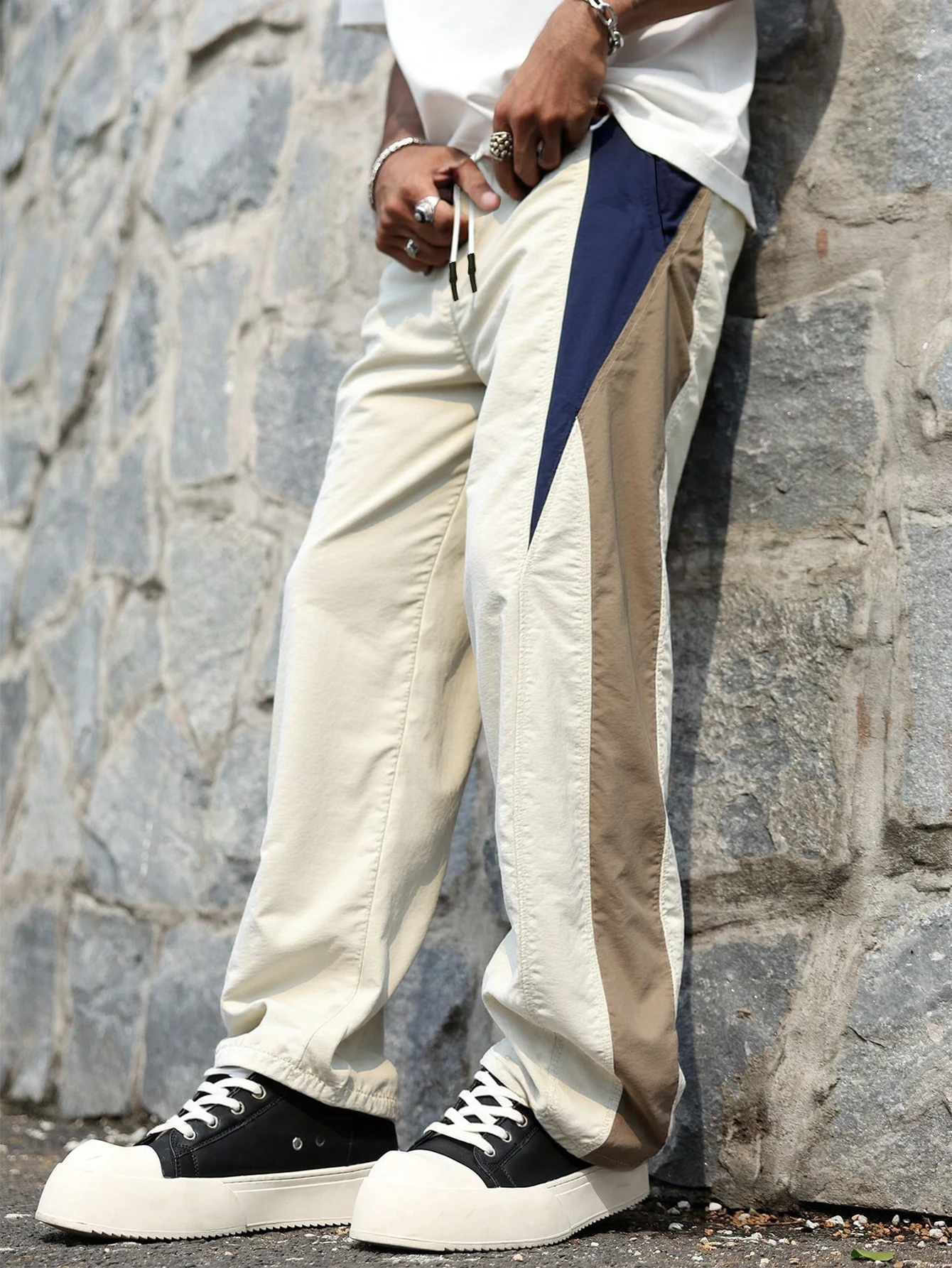 

Мужские длинные брюки в уличном студенческом стиле, модные прямые брюки с лоскутным дизайном, повседневные брюки для активного отдыха, идеальный подарок для мужа и