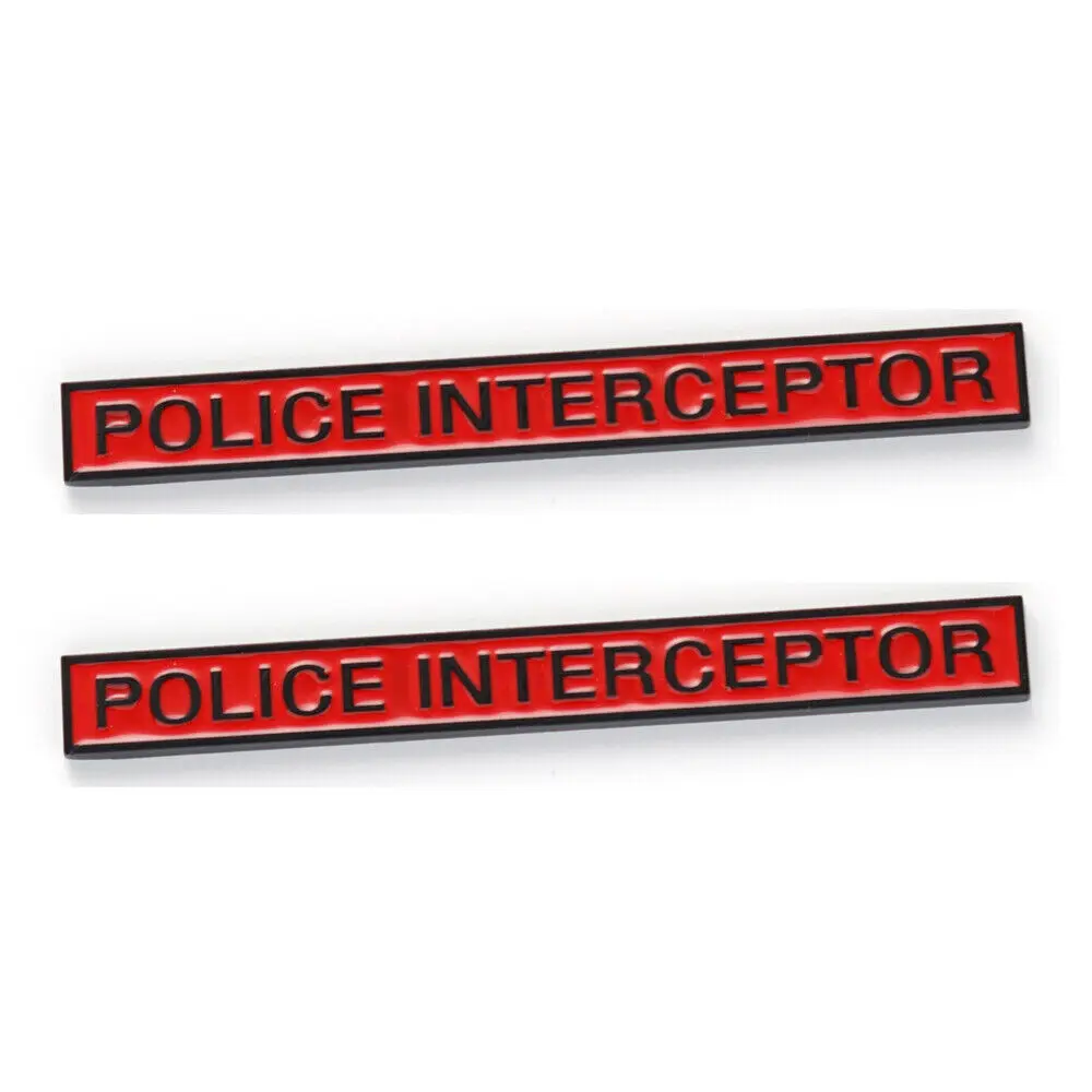 2pcs Car Fender Trunk Lid Chrome Red POLICEINTERCEPTOR Metal Emblem for Crown Vic